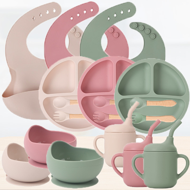 Baby 1 Year Food - Children's silicone tableware set Baby Complementary