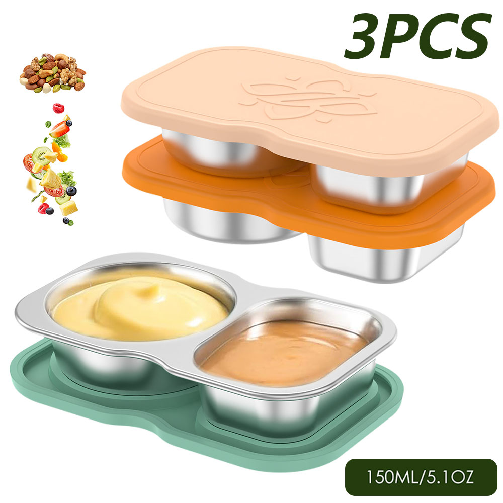 3Pcs 150ml Double Compartment  - Snack Container Travel 评论和价格