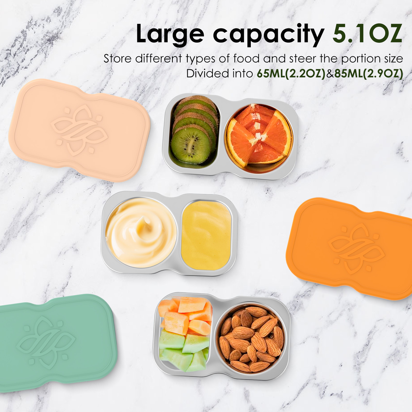 3Pcs 150ml Double Compartment  - Snack Container Travel 评论和价格