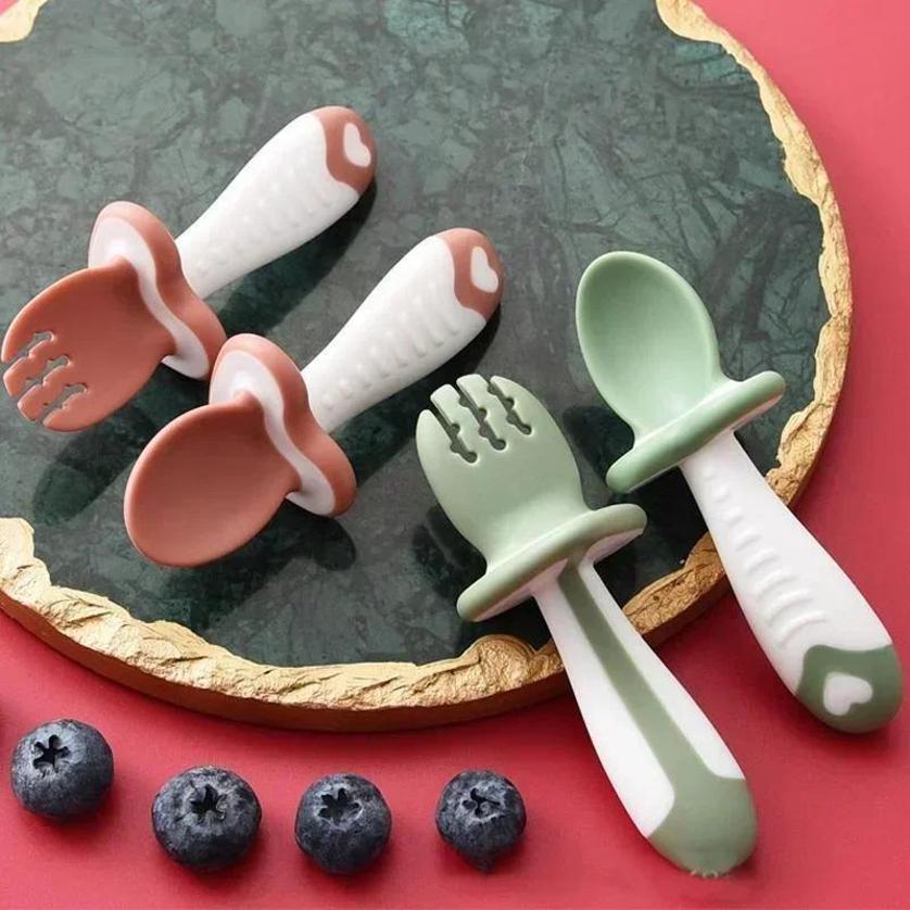 Baby Spoon Fork Silicone Child - Baby Food Utensils 评论和价格