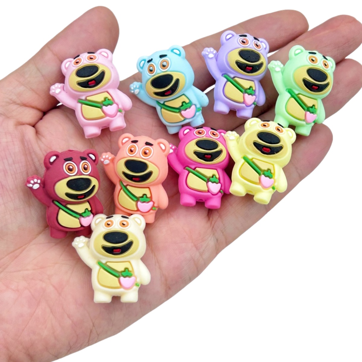 10PC 3D DIY Bear Silicone Bead - Baby Food Grade 评论和价格